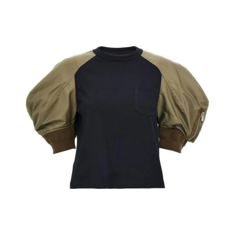 Sacai Puff Sleeved Panelled T Shirt-0