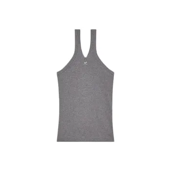 COURREGES Zipped Ribbed Sleeveless Tank Top