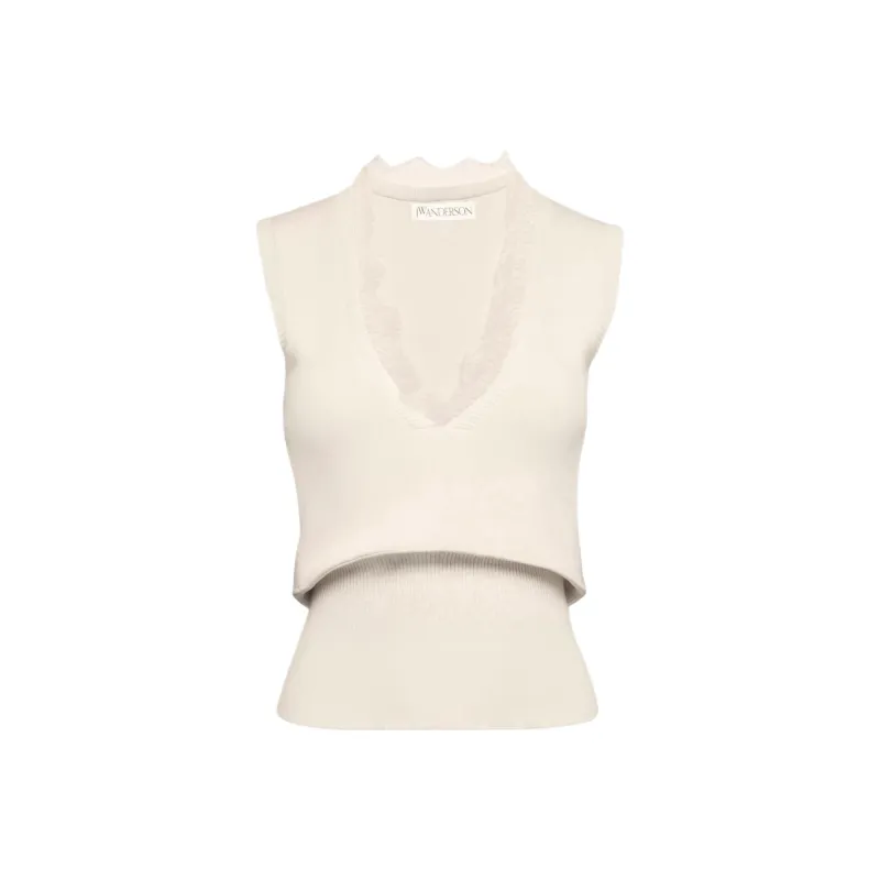 JW Anderson Lace trim Knit Top-0