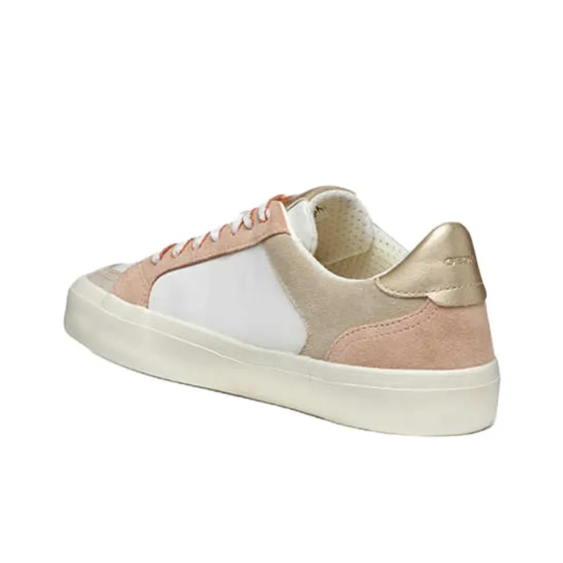 GEOX D EMMELENY E Abrasion Resistant Low Top Skateboard Shoes Women's White Pink-1
