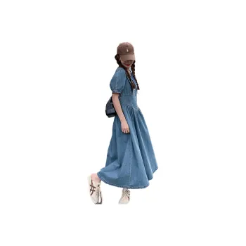 TEME Short Sleeved Dress Women's Denim Blue