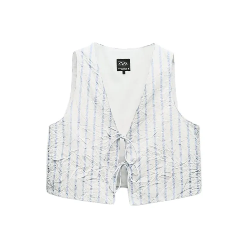 ZARA Tank Tops Women's White/Green Turquoise Stone Color-0