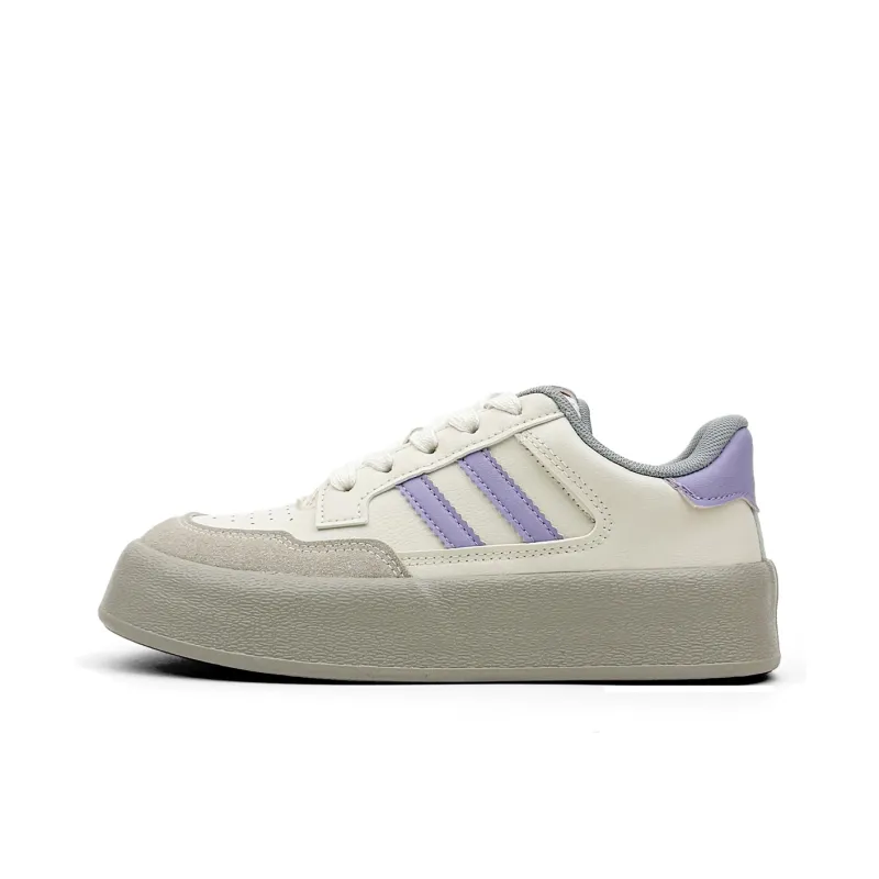 Mengsai Anti-Slip Wear-Resistant Low-Top Skateboard Shoes Women's Gray Purple-1