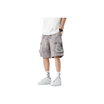Menglaini Casual Shorts Unisex Gray Green