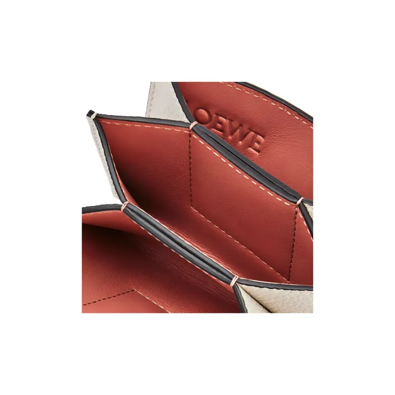 LOEWE Cow Leather Accordion Pleat Card Bag Women's Light Oat/Honey Brown-4