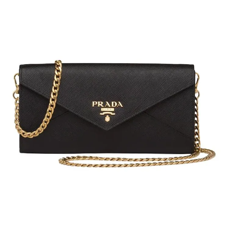 PRADA Saffiano Leather Wallets Shoulder Bag Crossbody Bag Women's Black-0