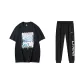 Black Short-Sleeved Shirt+Black Pants
