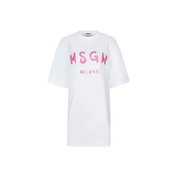MSGM Logo print Cotton T shirt Dress