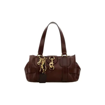 Chloe Leather Tote Bag, Shopping Bag, Shoulder Bag Women's Dark Brown