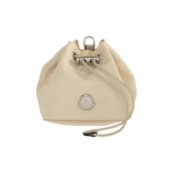 Moncler Leather With Fabric Bucket Bag, Shoulder Bag Regular Women's Beige