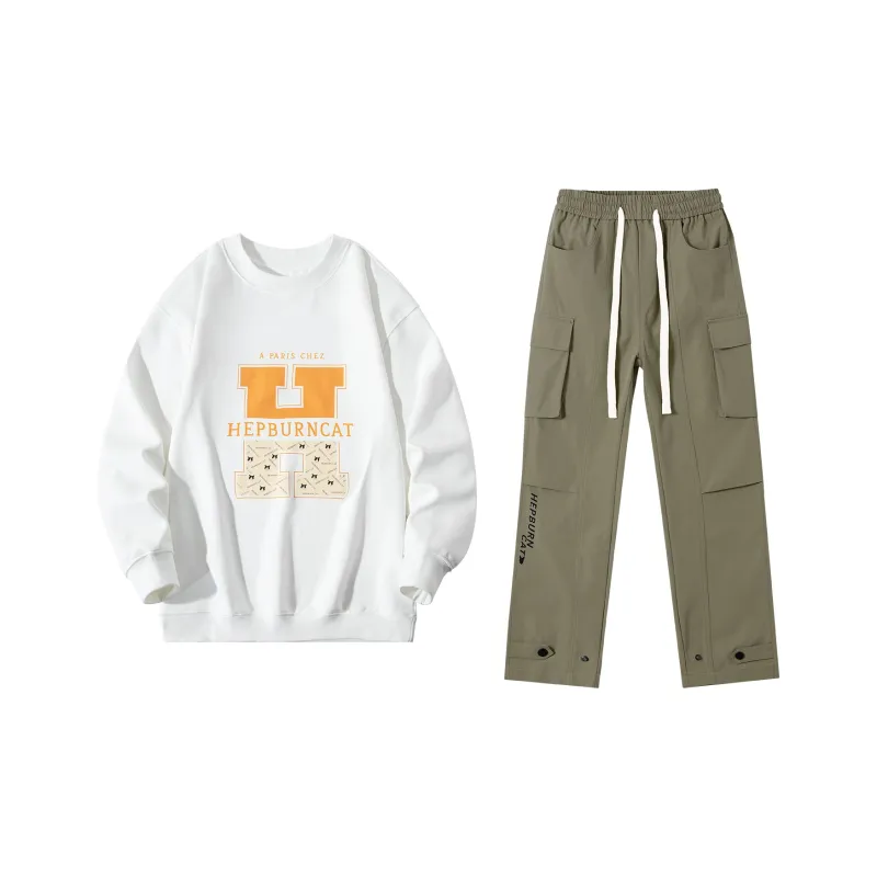 Hepburn Cat Sweatshirt Sets Unisex-5