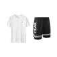 Black Double-Layer Pants+White Short-Sleeved Shirt