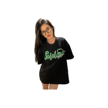 SOLOTARIO Drop Shoulder Sleeve T-Shirt Women's Black