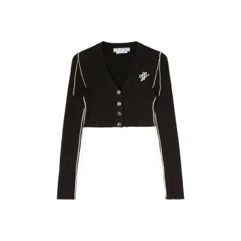 OFF WHITE Outline Crop Cardigan Black/White