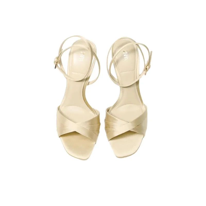 ZARA One Strap Sandals 9cm Women's Ecru-3