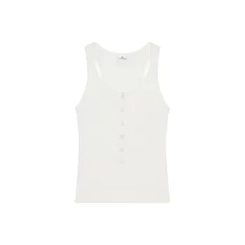 COURREGES 90'S Logo Embroidered Ribbed Tank Top