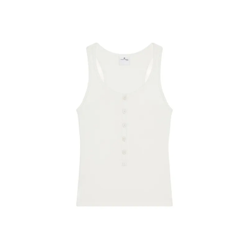 COURREGES 90'S Logo Embroidered Ribbed Tank Top-0