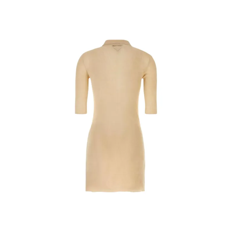 PRADA Long Sleeved Dress Women's Beige-1