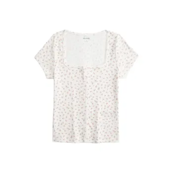 Hollister T Shirt Women's White Floral