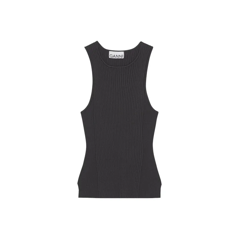 GANNI Melange Sleeveless Top-0