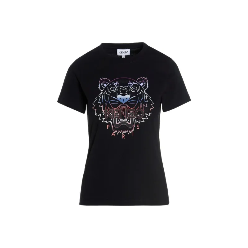 KENZO Classic Tiger Head T Shirts Women's Black-0