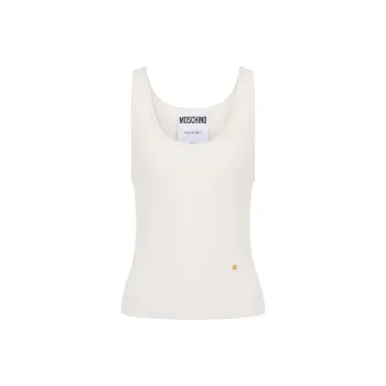 MOSCHINO M Logo Plaque Ribbed Tank Top