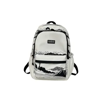 Alcohol Dragon Polyester Backpack Unisex White/Black