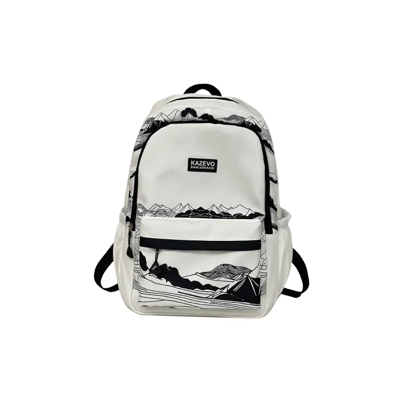 Alcohol Dragon Polyester Backpack Unisex White/Black-0