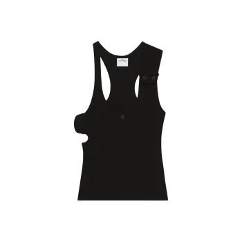 COURREGES Double Buckle 90s Rib Tank Top 'Black'