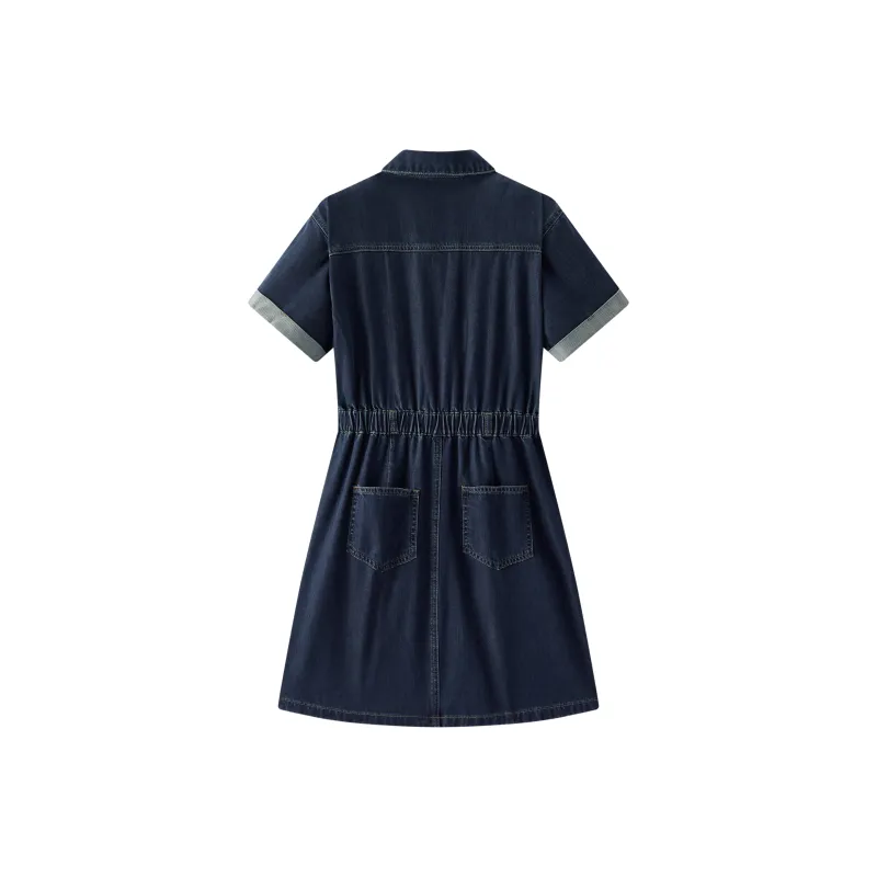 SEM/R Short Sleeved Dress Women's Dark Blue-1