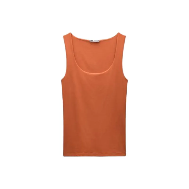 ZARA Tank Tops Women's Orange-0