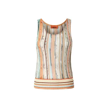 MISSONI Striped Lamé Slub Sleeveless Top