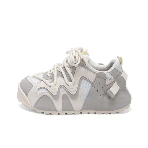 HUANQIU Breathable Lightweight Height Increasing Low Top Casual Shoes Men's Beige Gray