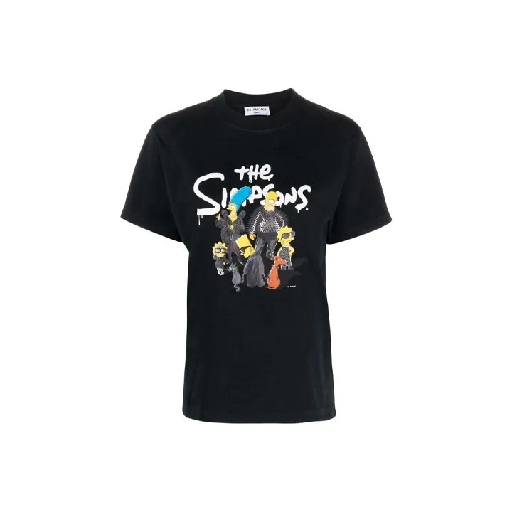 Balenciaga X The Simpsons Women'ss Small Fit T Shirt Black-0