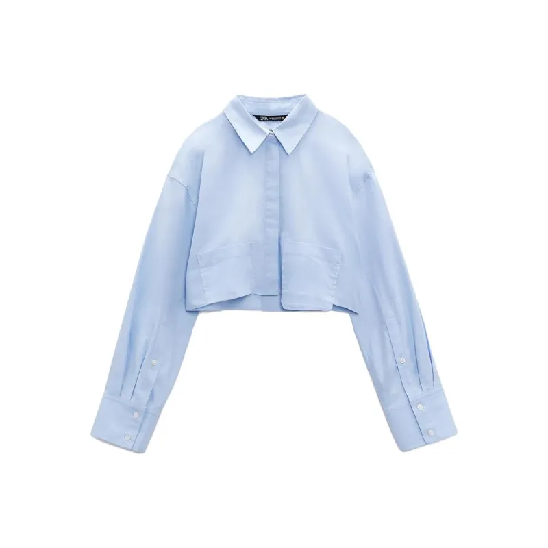 ZARA Crop Tops Women's Sky Blue-0