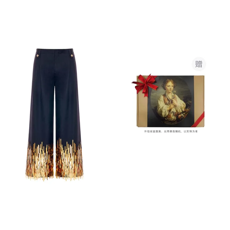 VALLEYOUTH Casual Pants Unisex Black Gold-2