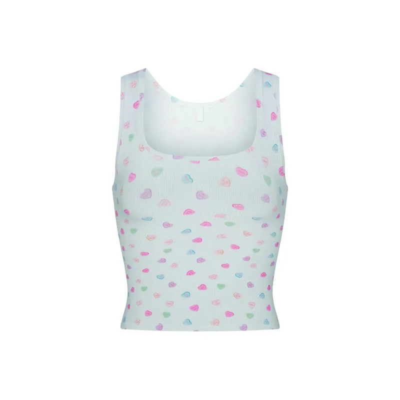 SKIMS Valentine's Day Collection SS25 Tank Top Women's CLOUD CANDY HEART PRINT/Cloud Candy Print-0