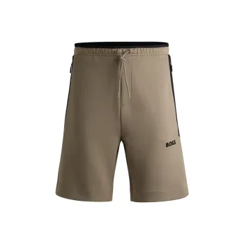 HUGO BOSS Cotton-Blend Shorts With 3d-Moulded Logo Casual Shorts Men's Brown