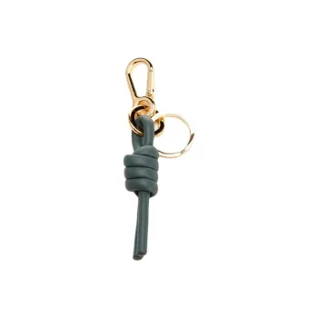 LOEWE Calfskin Leather Keychains Unisex Dark Green