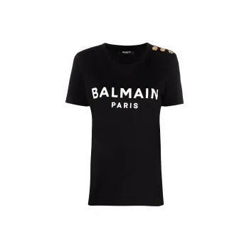 BALMAIN Flocked Logo T-Shirt