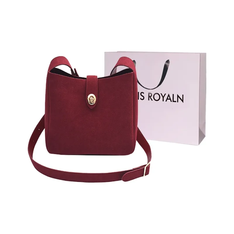 LOUIS ROYALN PU Shoulder Bag Unisex Matte Brown/Matte Red/White/Black/Elephant Gray-2