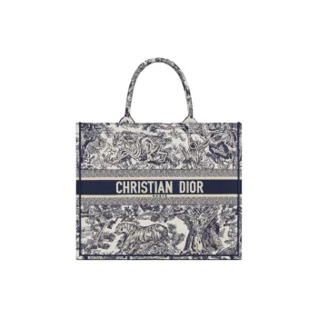 DIOR BookTote Cotton Tote Bag, Shopping Bag, Handbag Large Size Women's Ecru & Blue