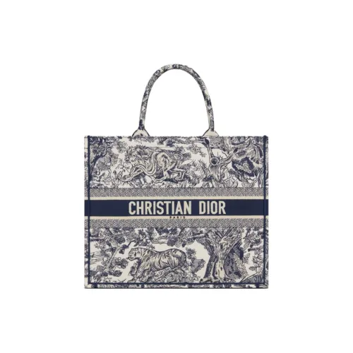 DIOR BookTote Cotton Tote Bag, Shopping Bag, Handbag Large Size Women's Ecru & Blue