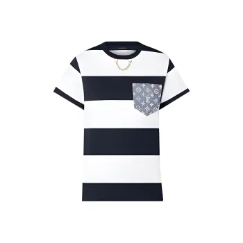 LOUIS VUITTON Striped Monogram Pocket T Shirt