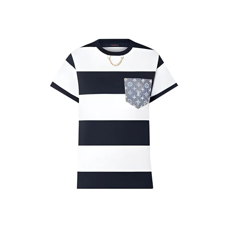 LOUIS VUITTON Striped Monogram Pocket T Shirt-0