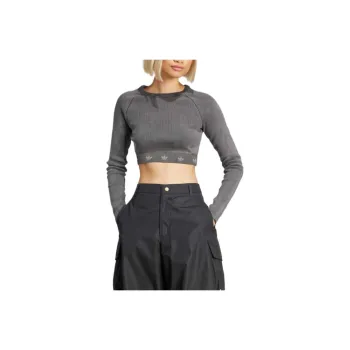 Adidas Originals Ribbed Long Sleeve Crop Top