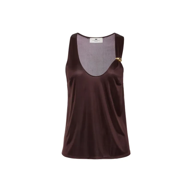 Elisabetta Franchi Brooch detail Satin Top-0