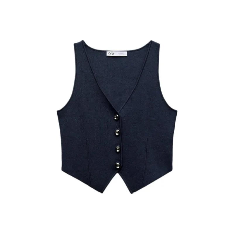 ZARA Tank Tops Women's Navy Blue-0