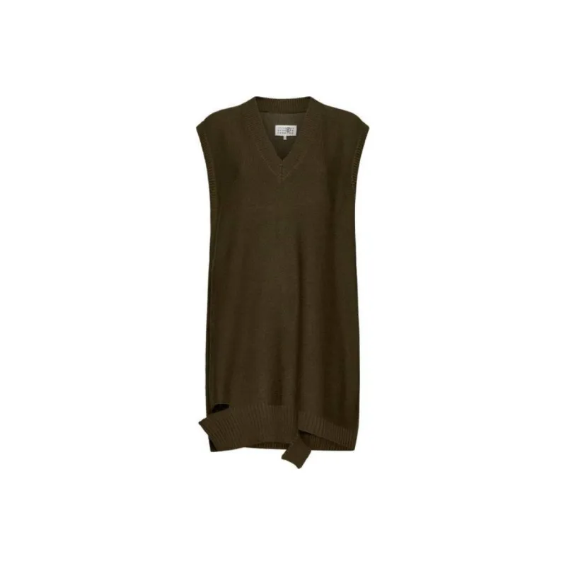 MM6 Maison Margiela V Neck Sleeveless Mini Dress-0