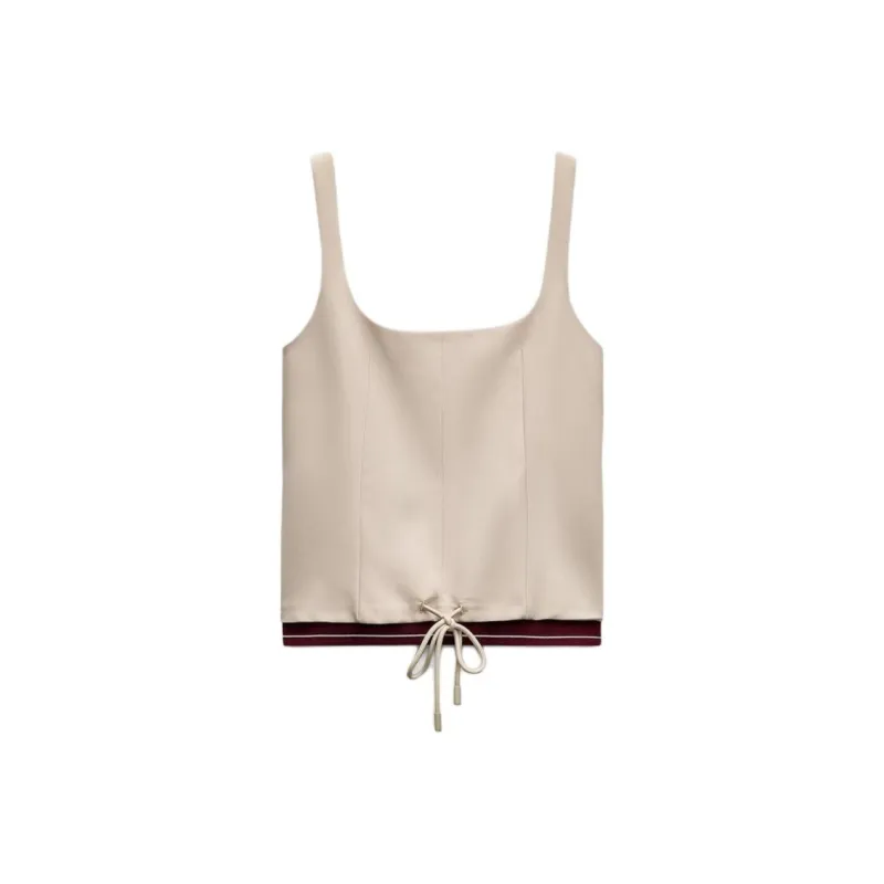 ZARA Trf Tank Tops Women's Beige Yellow-0
